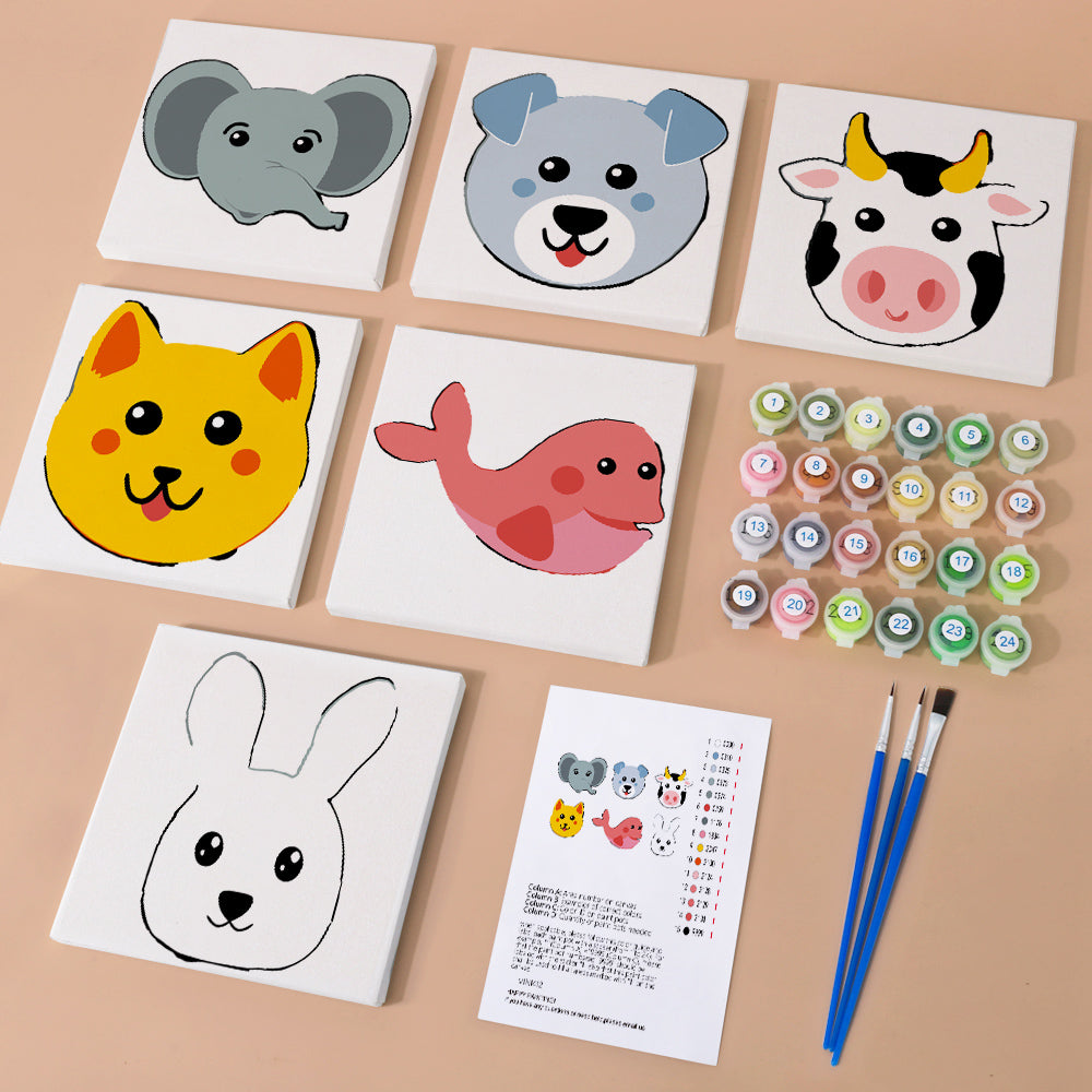 קיט מיני לילדים – מארז 6 ציורי פרצופי חיות חמודים