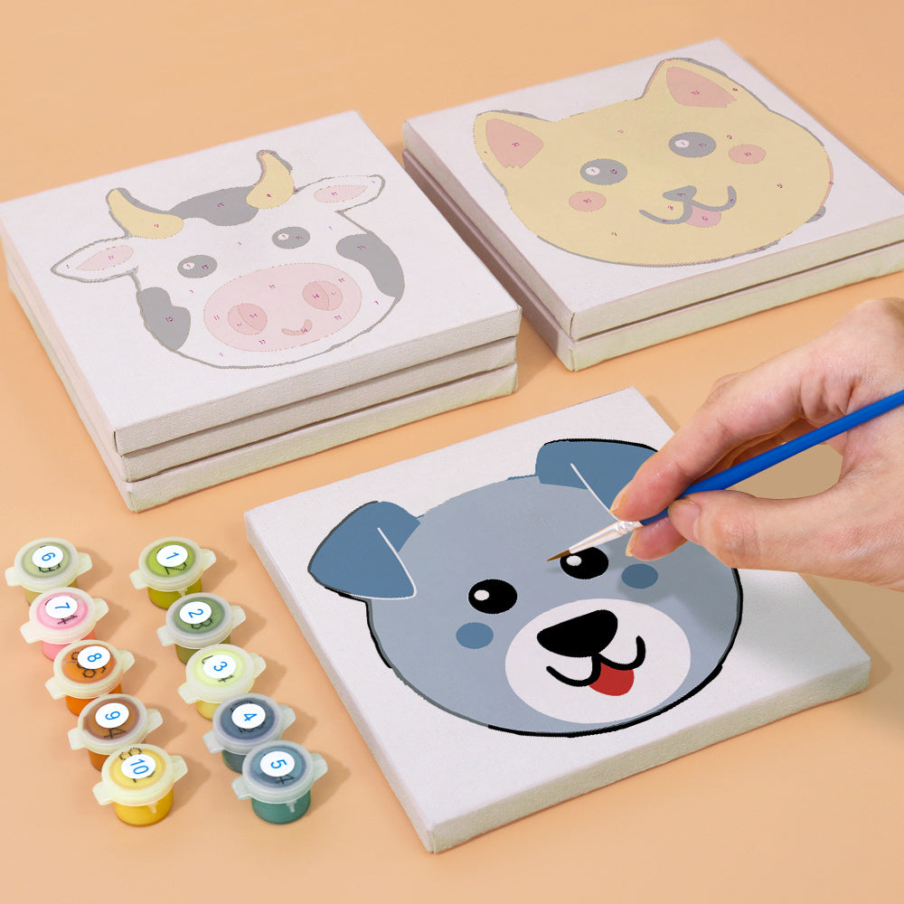 קיט מיני לילדים – מארז 6 ציורי פרצופי חיות חמודים