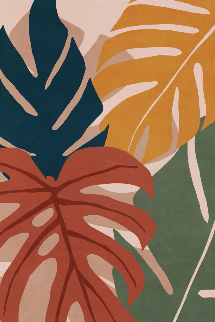 צביעה לפי מספרים - ציור עלים טרופיים