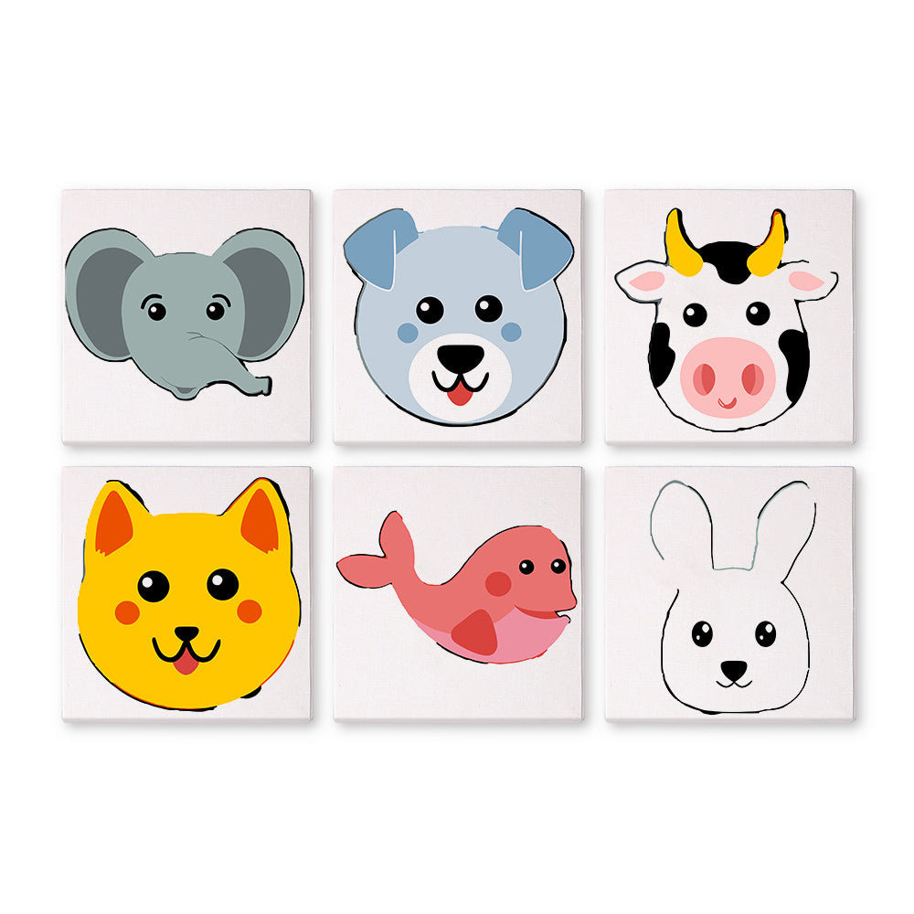 קיט מיני לילדים – מארז 6 ציורי פרצופי חיות חמודים