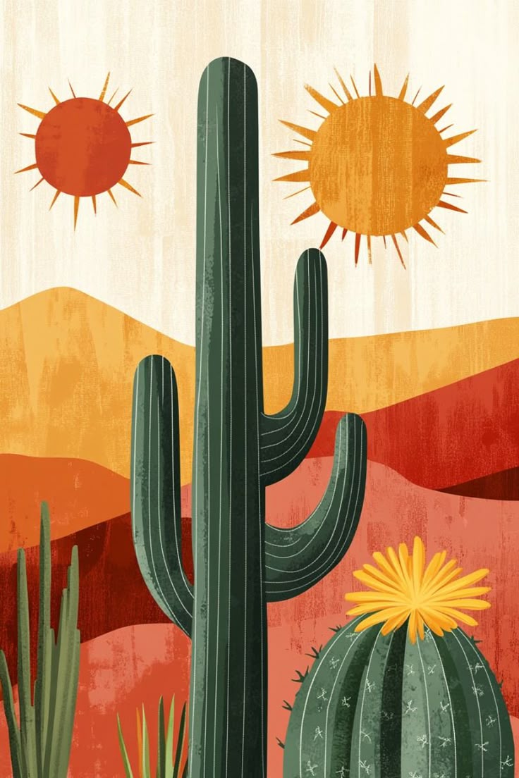 צביעה לפי מספרים – ציור קקטוסים במדבר