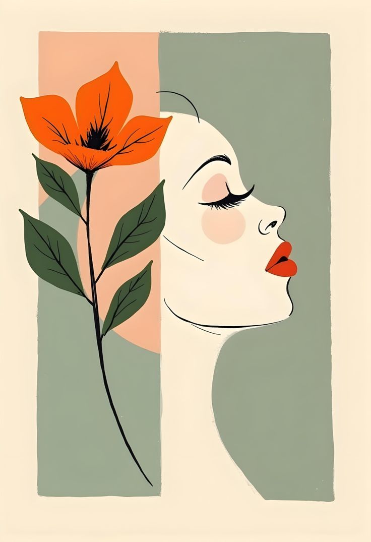 צביעה לפי מספרים - ציור אישה ופרח