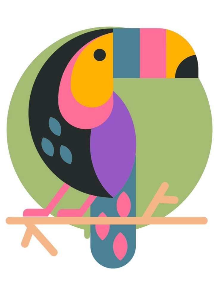 צביעה לפי מספרים - תוכי גיאומטרי