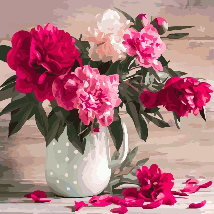 צביעה לפי מספרים - ציור ורדים רומנטיים