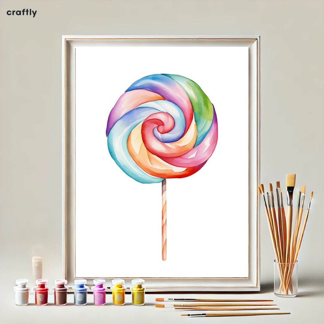 צביעה לפי מספרים - ציור סוכריה צבעונית