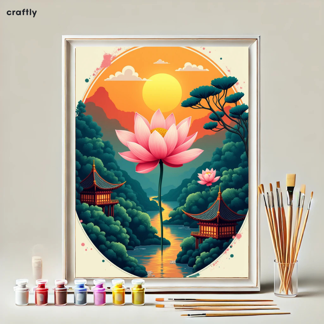 צביעה לפי מספרים - ציור פריחת הלוטוס