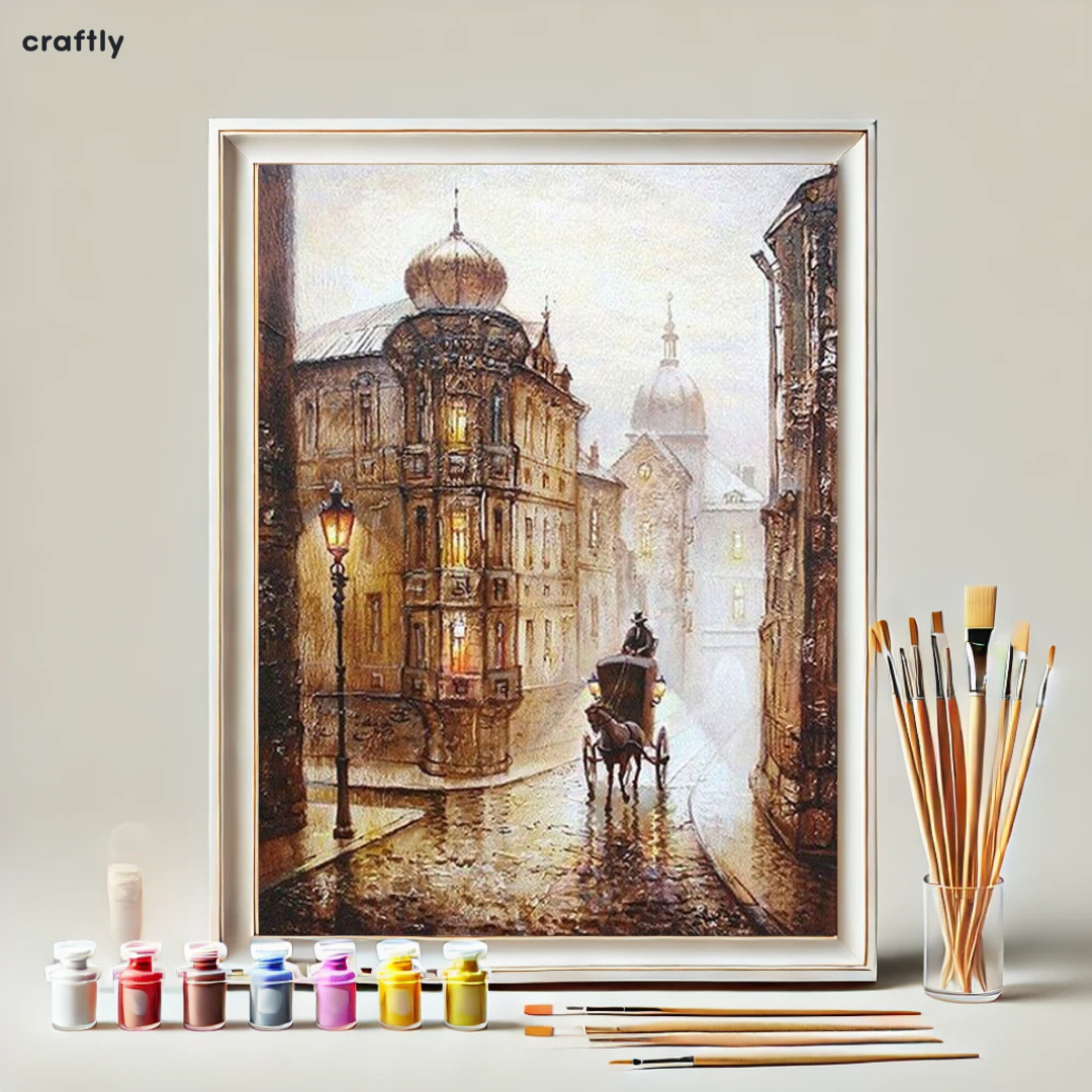 צביעה לפי מספרים - רחובות של פעם באווירה אירופאית קלאסית