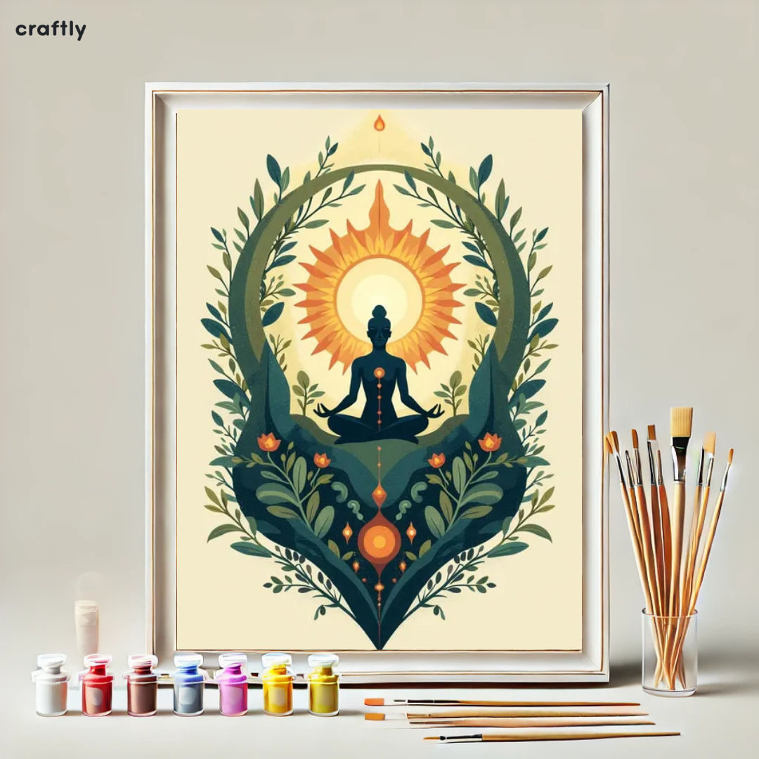 צביעה לפי מספרים – ציור שמש פנימית פורחת