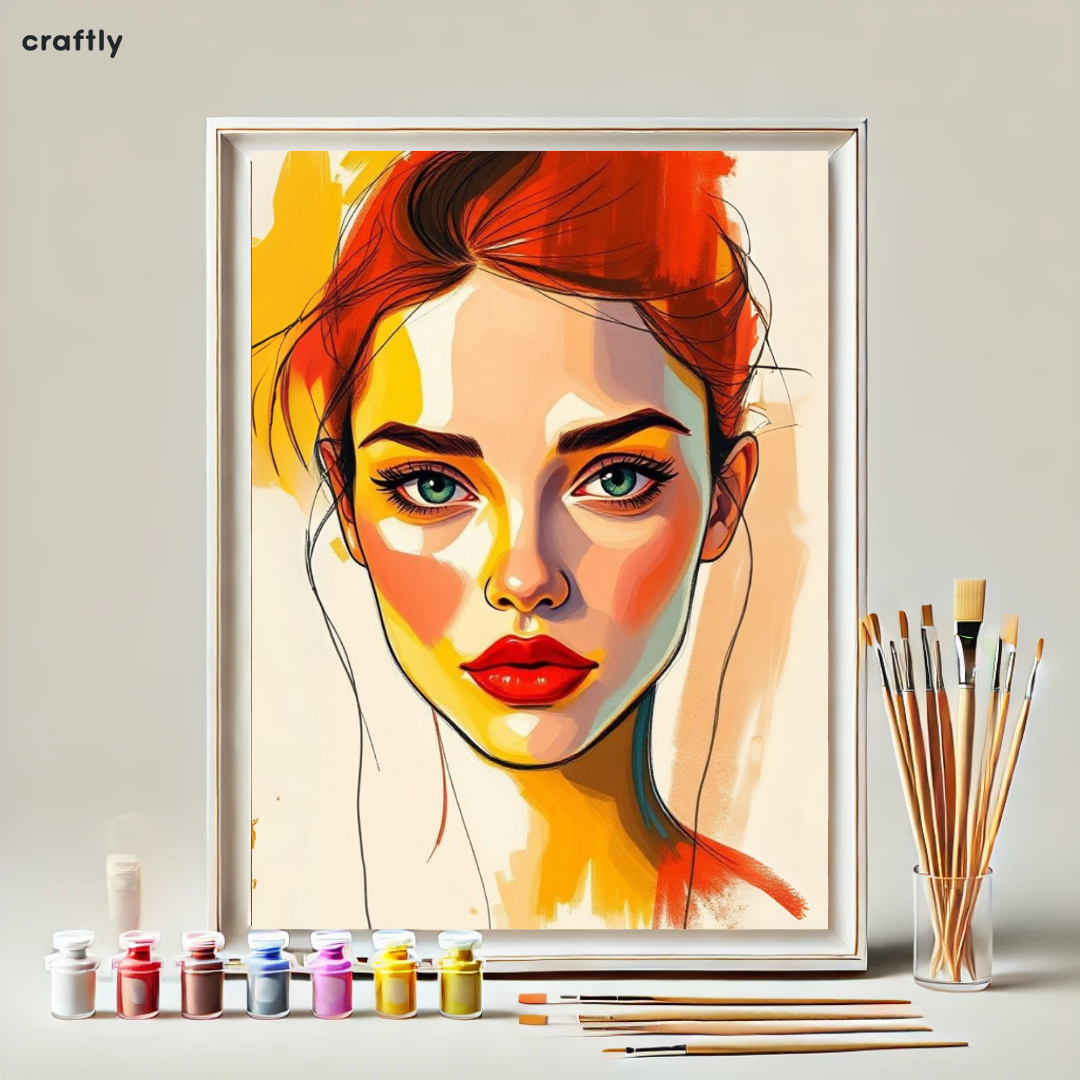 צביעה לפי מספרים - ציור פורטרט אישה צבעוני
