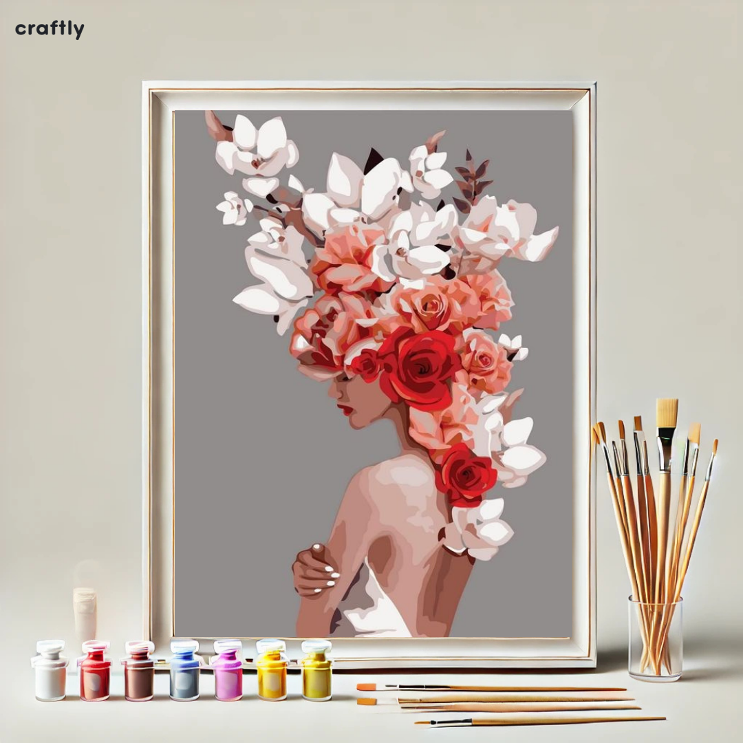 צביעה לפי מספרים - ציור פריחה עדינה