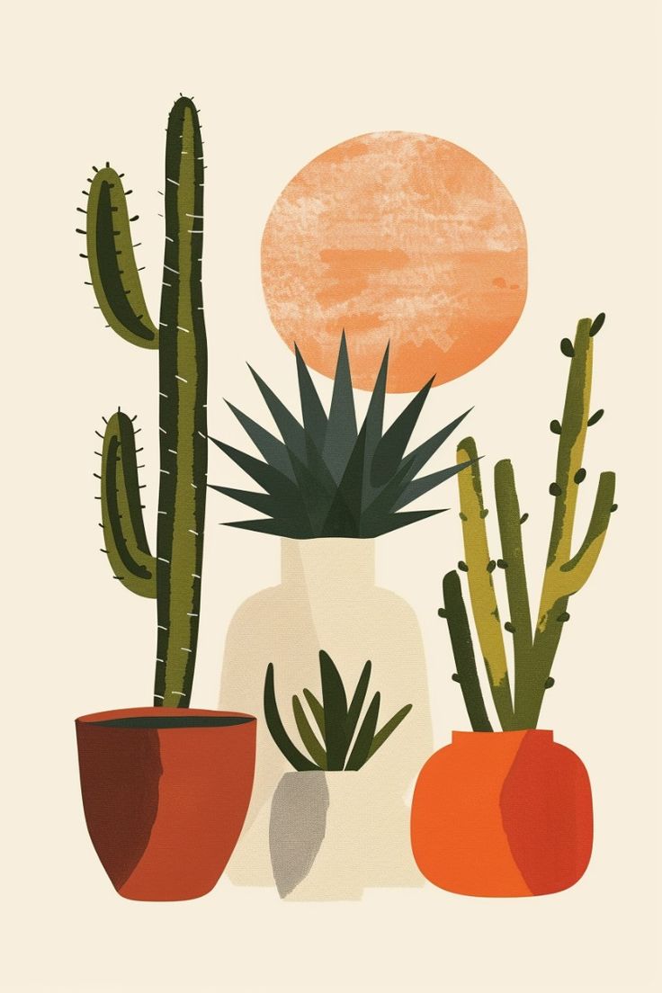 צביעה לפי מספרים - ציור קקטוסים