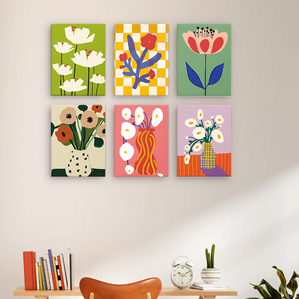 קיט מיני – מארז 6 ציורי פרחים מודרניים