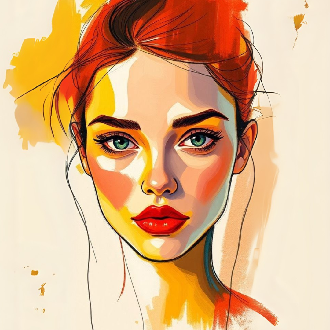 צביעה לפי מספרים - ציור פורטרט אישה צבעוני