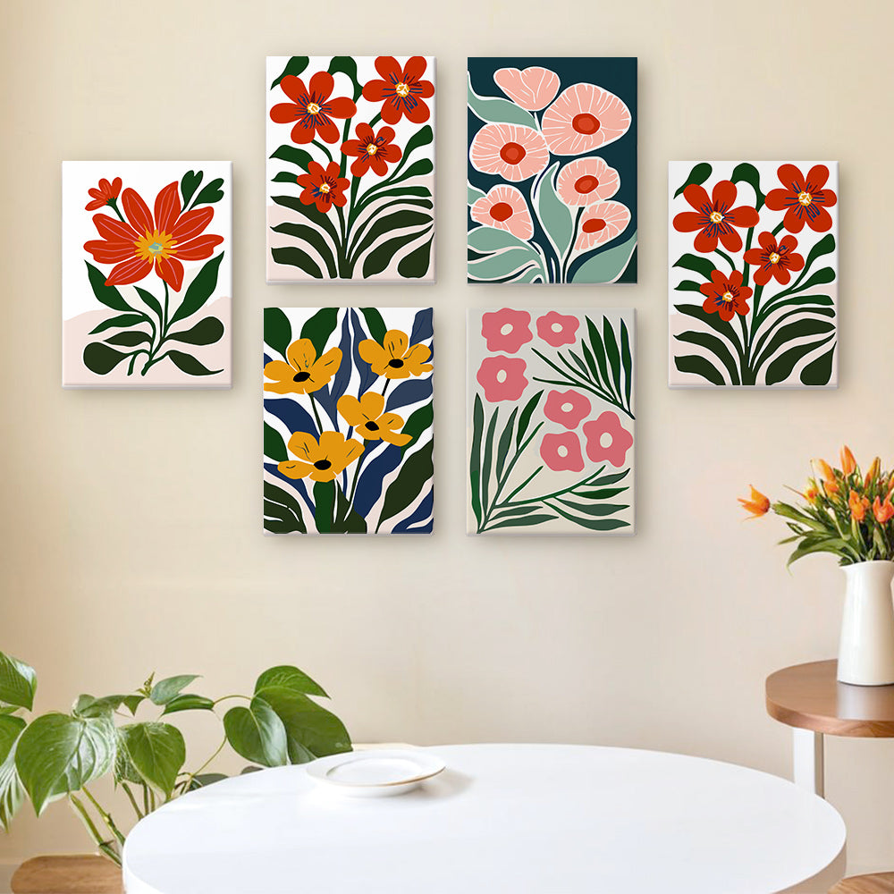 קיט מיני – מארז 6 ציורי פרחים צבעוניים