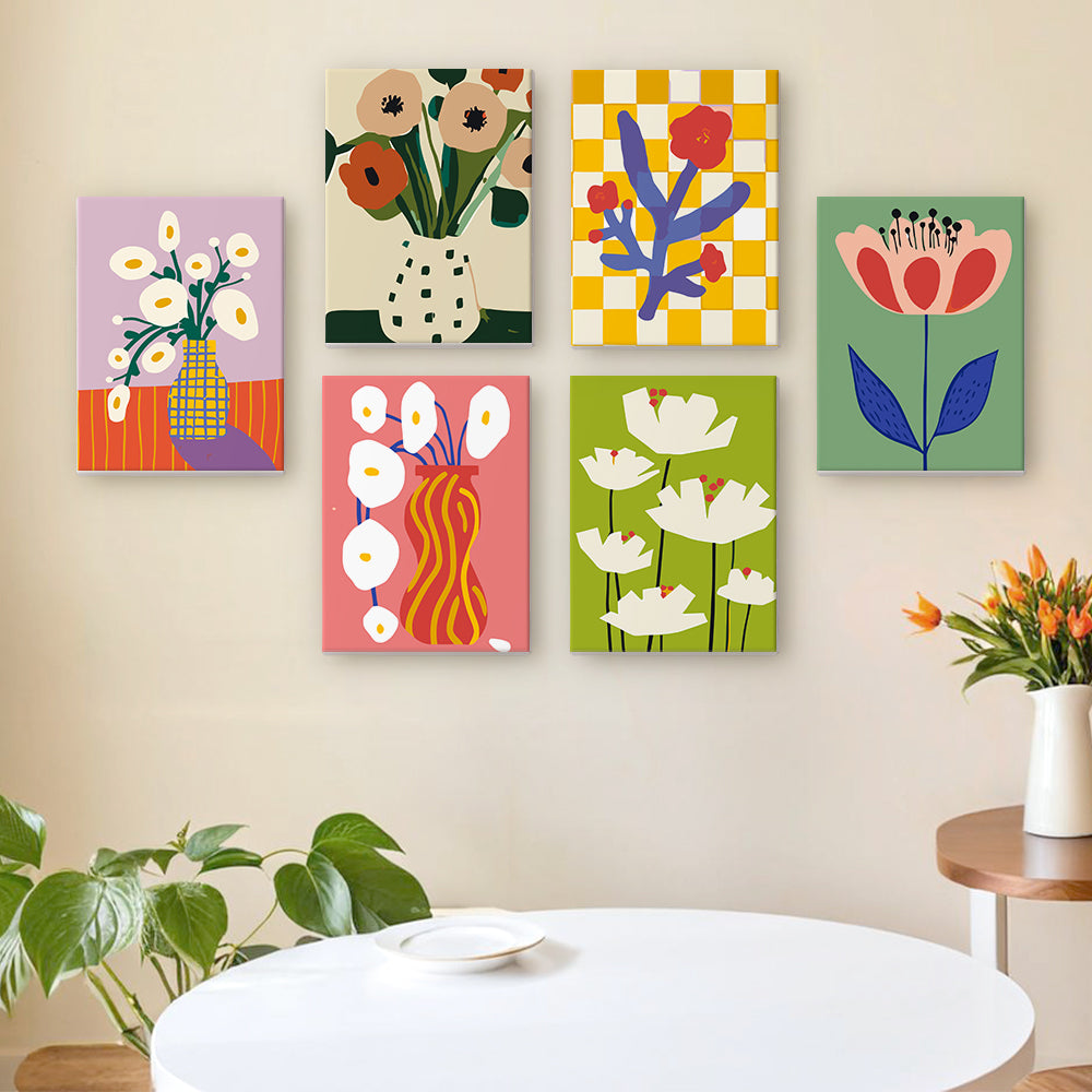 קיט מיני – מארז 6 ציורי פרחים מודרניים