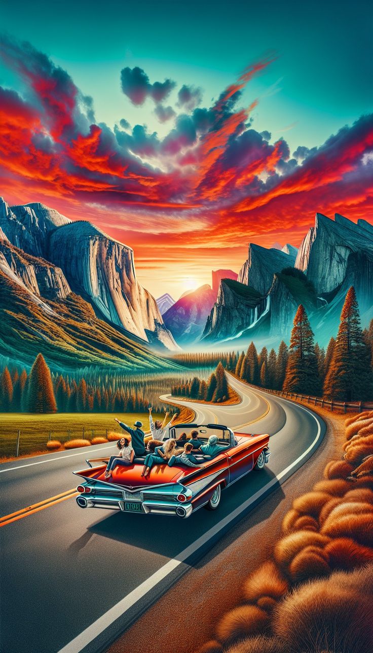 צביעה לפי מספרים - ציור טיול בכביש פתלתל