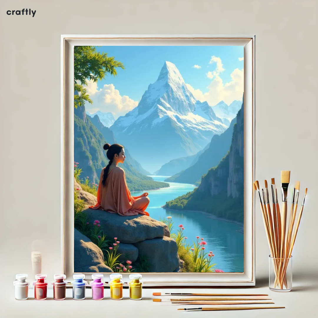 צביעה לפי מספרים – ציור הרים של שלווה