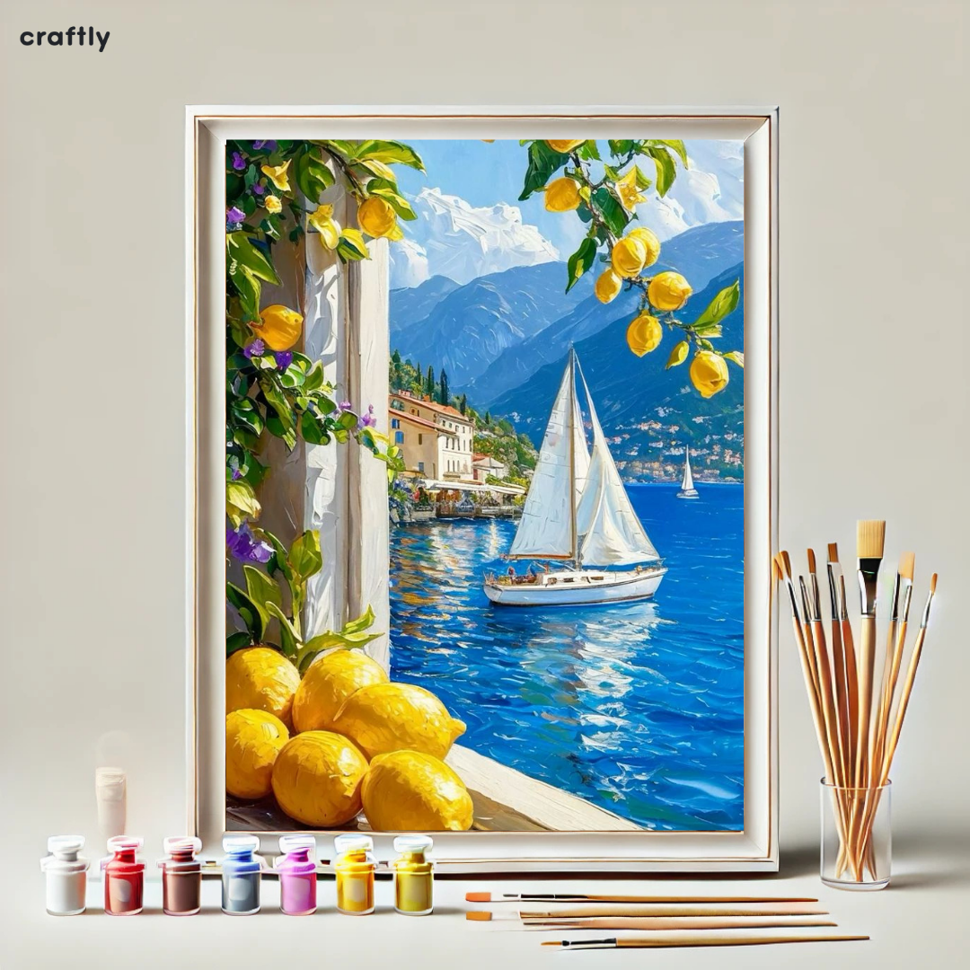 צביעה לפי מספרים – מפרשית מול חלון ולימונים