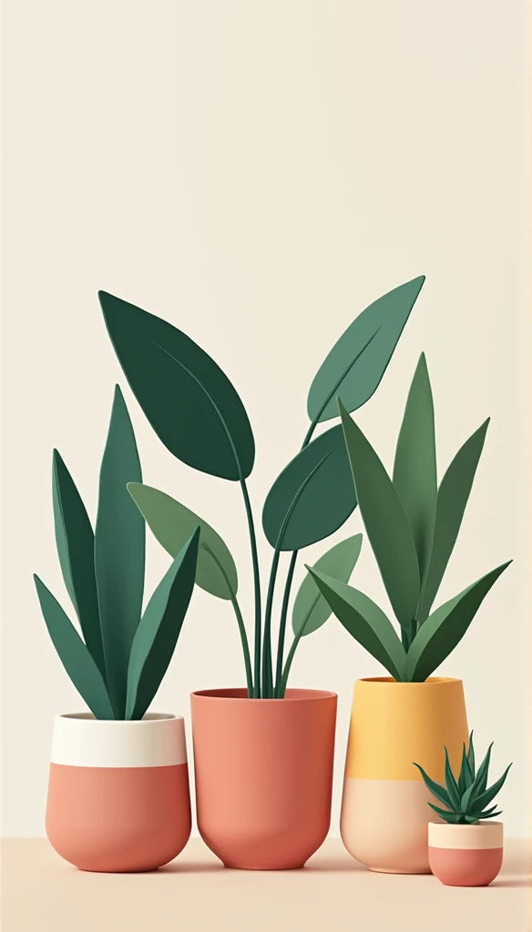 צביעה לפי מספרים - ציור עציצים בסטייל