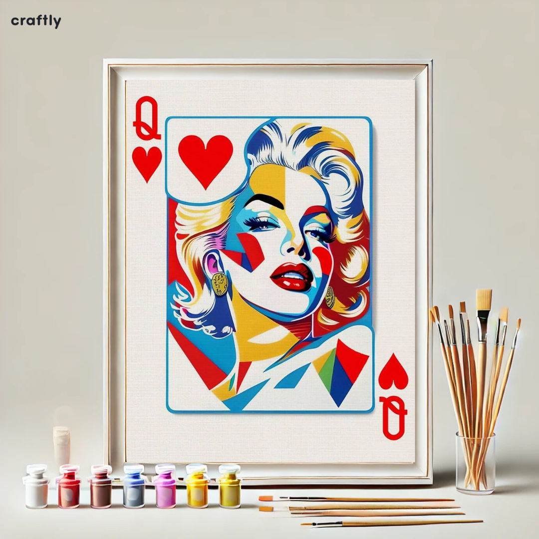 צביעה לפי מספרים - ציור מלכת הלבבות