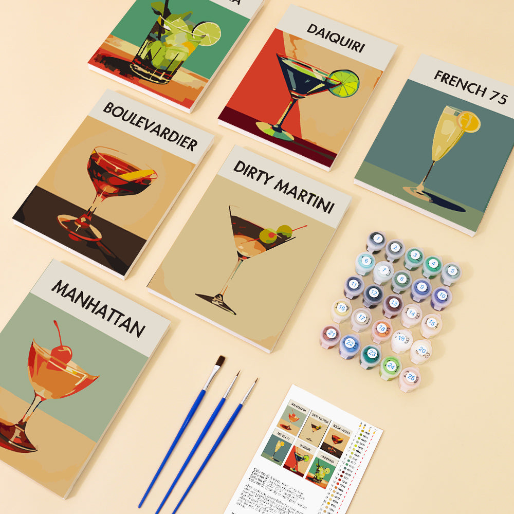 קיט מיני – מארז 6 ציורי קוקטיילים אלגנטיים
