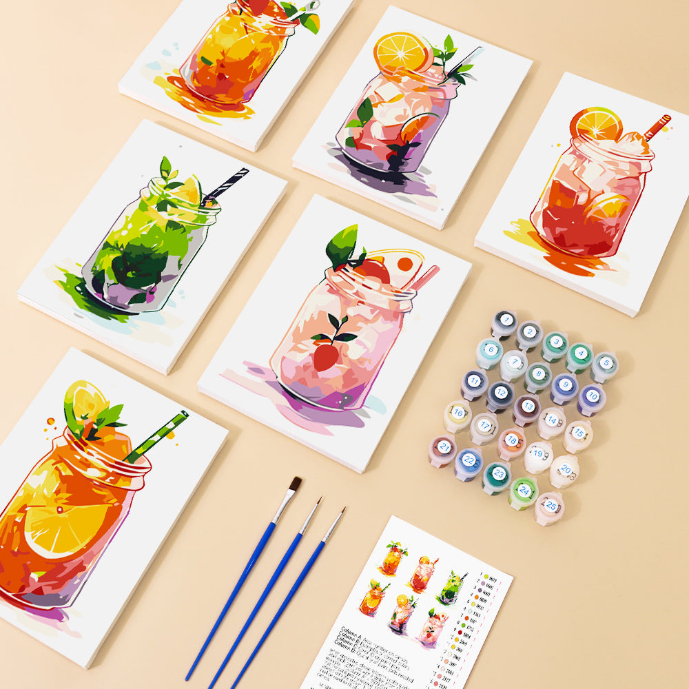 קיט מיני – מארז 6 ציורי משקאות צבעוניים