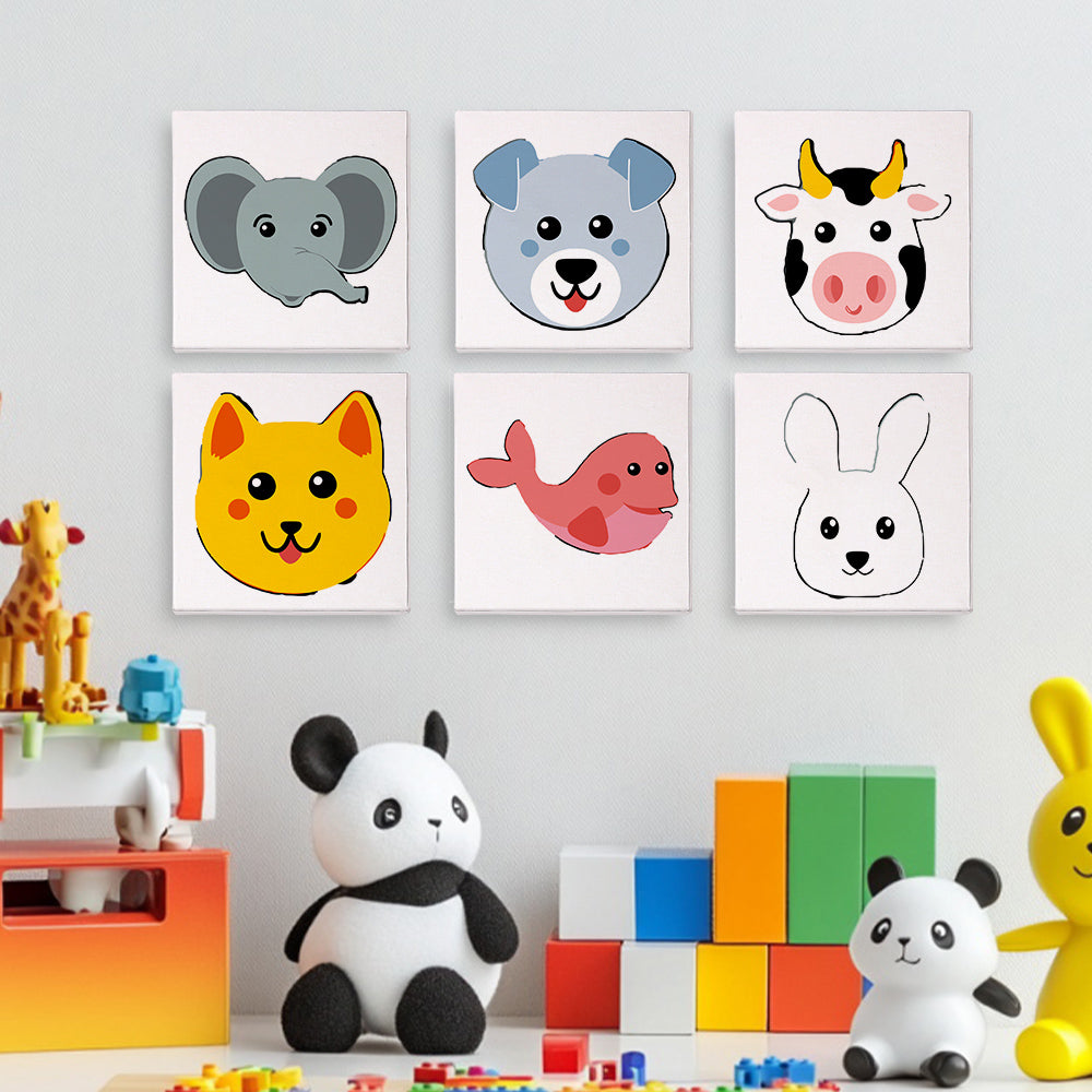 קיט מיני לילדים – מארז 6 ציורי פרצופי חיות חמודים