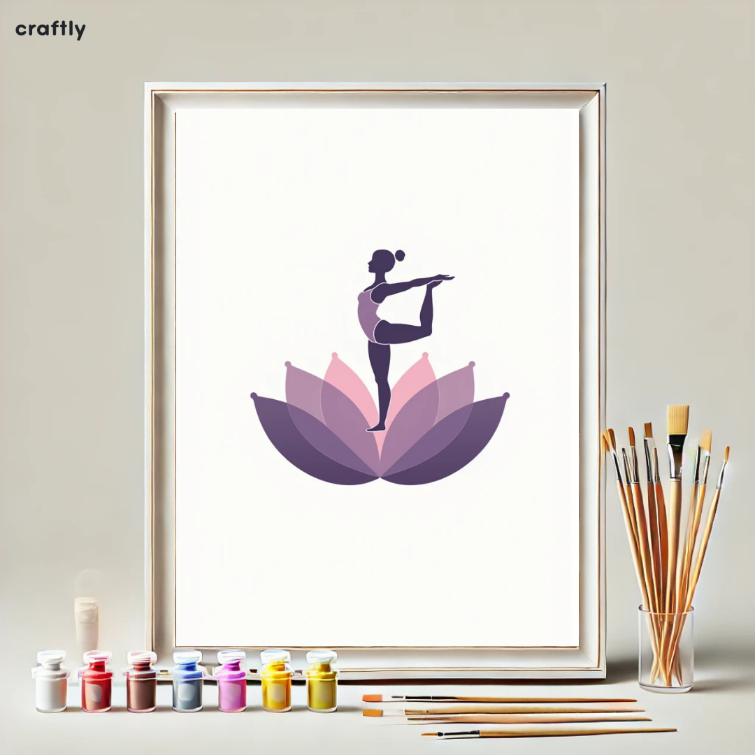 צביעה לפי מספרים - ציור יוגה בפרח לוטוס