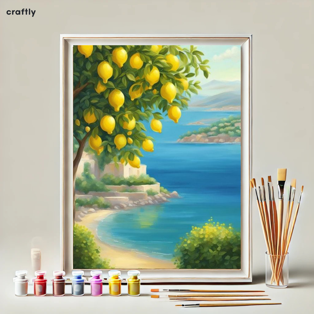 צביעה לפי מספרים - חוף ים ולימונים