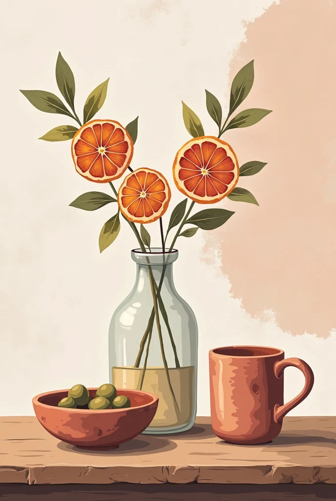 צביעה לפי מספרים - ציור תפוזים באגרטל