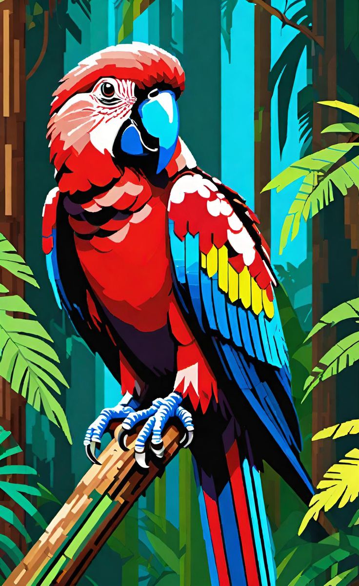 ציור יהלומים - תוכי צבעוני