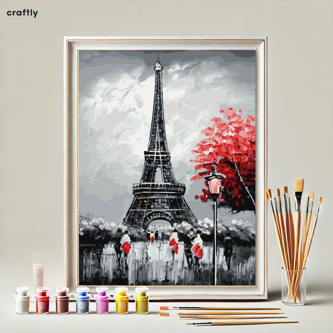 צביעה לפי מספרים - מגדל אייפל באווירה רומנטית