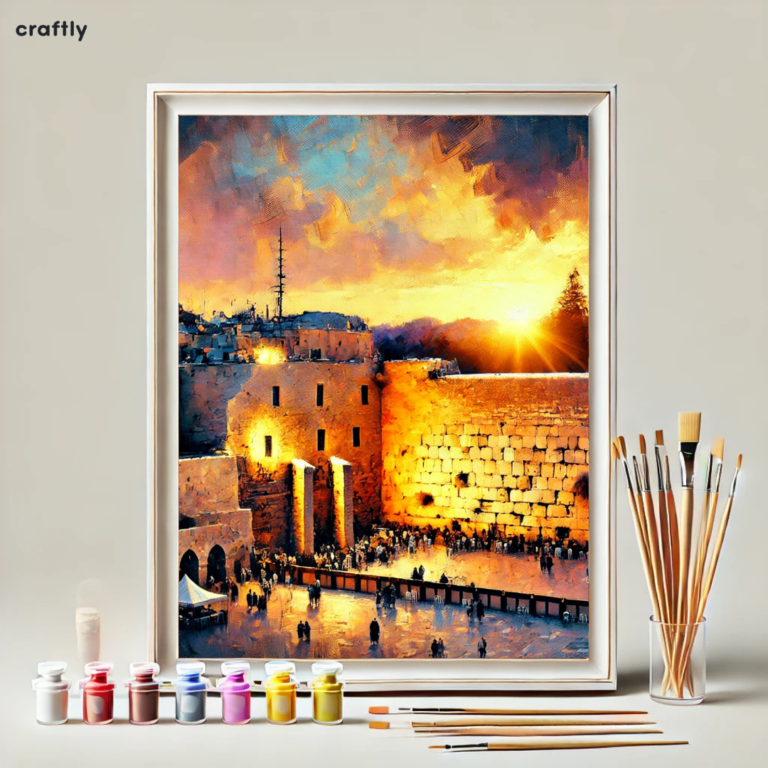 צביעה לפי מספרים - הכותל בשקיעה