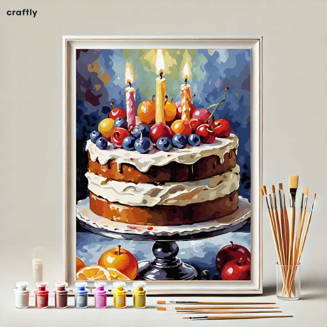 צביעה לפי מספרים - עוגת יום הולדת חגיגית