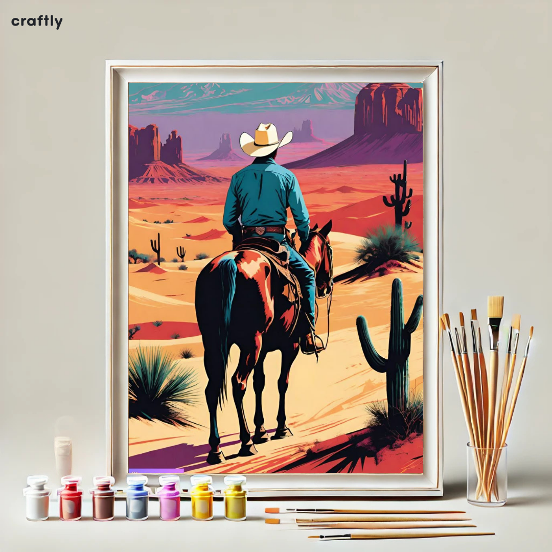 צביעה לפי מספרים – ציור קאובוי במדבר הפראי