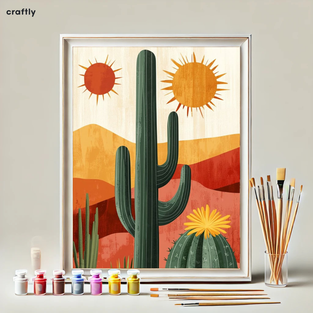 צביעה לפי מספרים – ציור קקטוסים במדבר