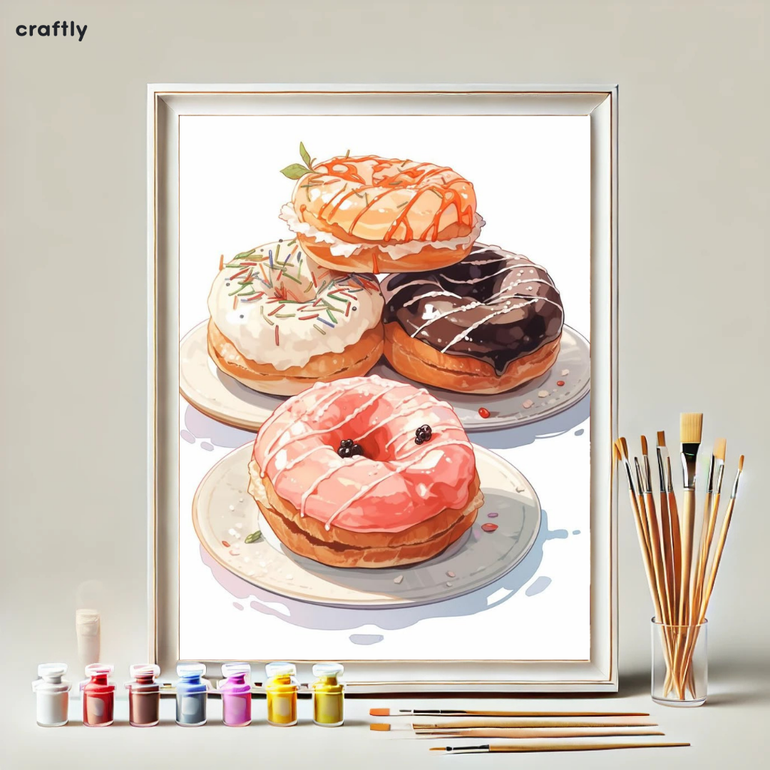 צביעה לפי מספרים - ציור מבחר דונאטס מעוצבים