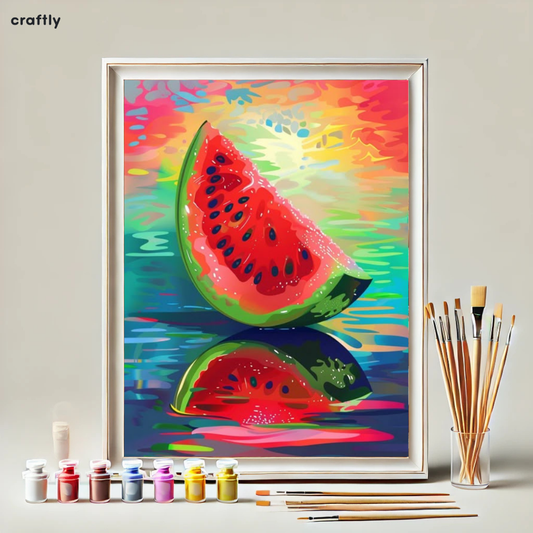 צביעה לפי מספרים - ציור פלח אבטיח קייצי