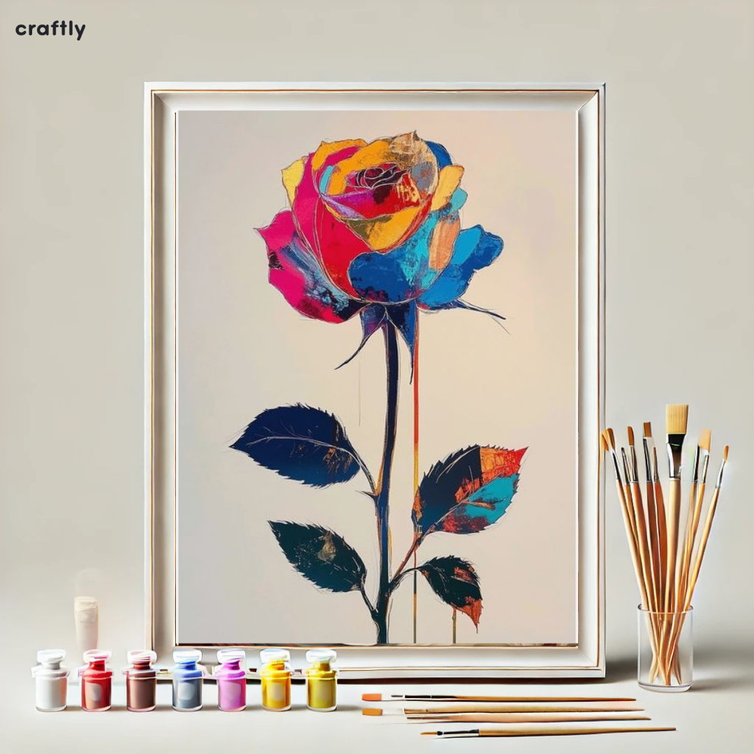 צביעה לפי מספרים - ציור ורד צבעוני