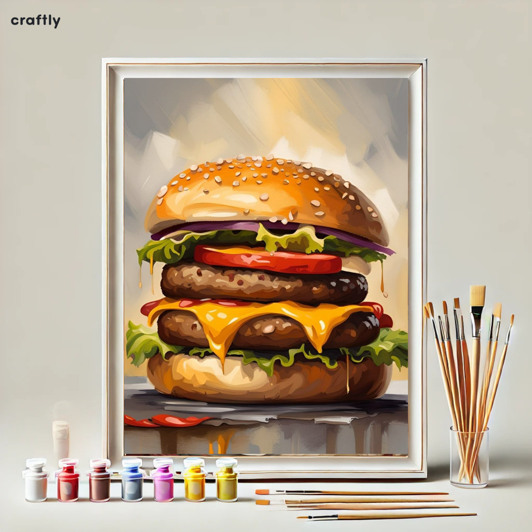 צביעה לפי מספרים - ציור המבורגר עסיסי