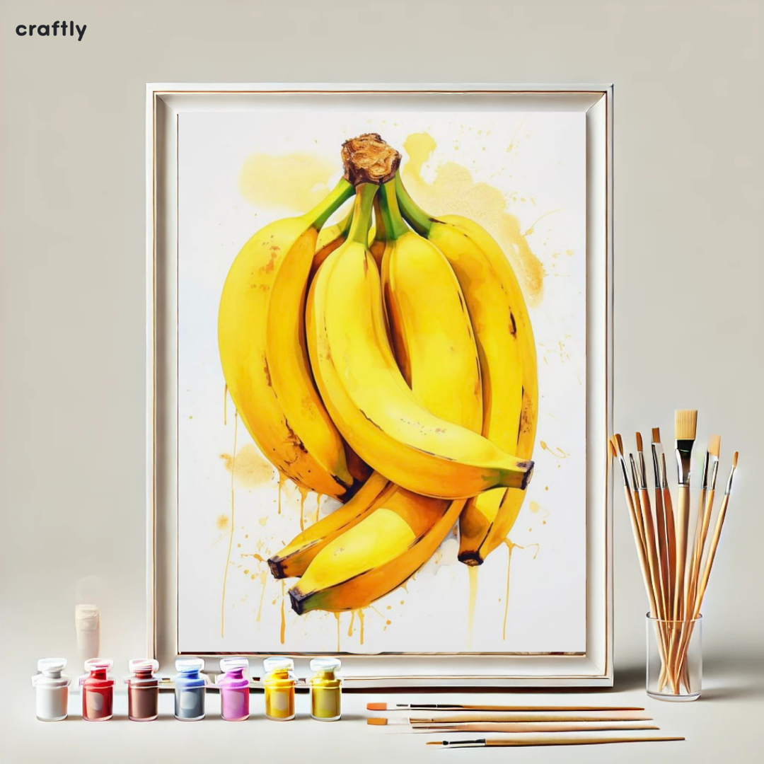צביעה לפי מספרים - ציור אשכול בננות בסגנון ריאליסטי