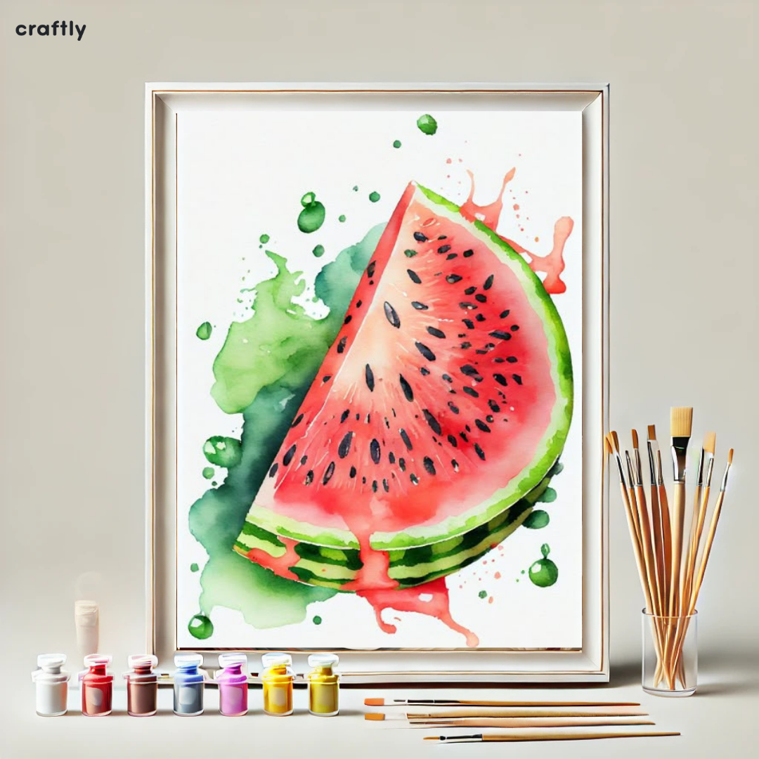 צביעה לפי מספרים - ציור פלח אבטיח עסיסי