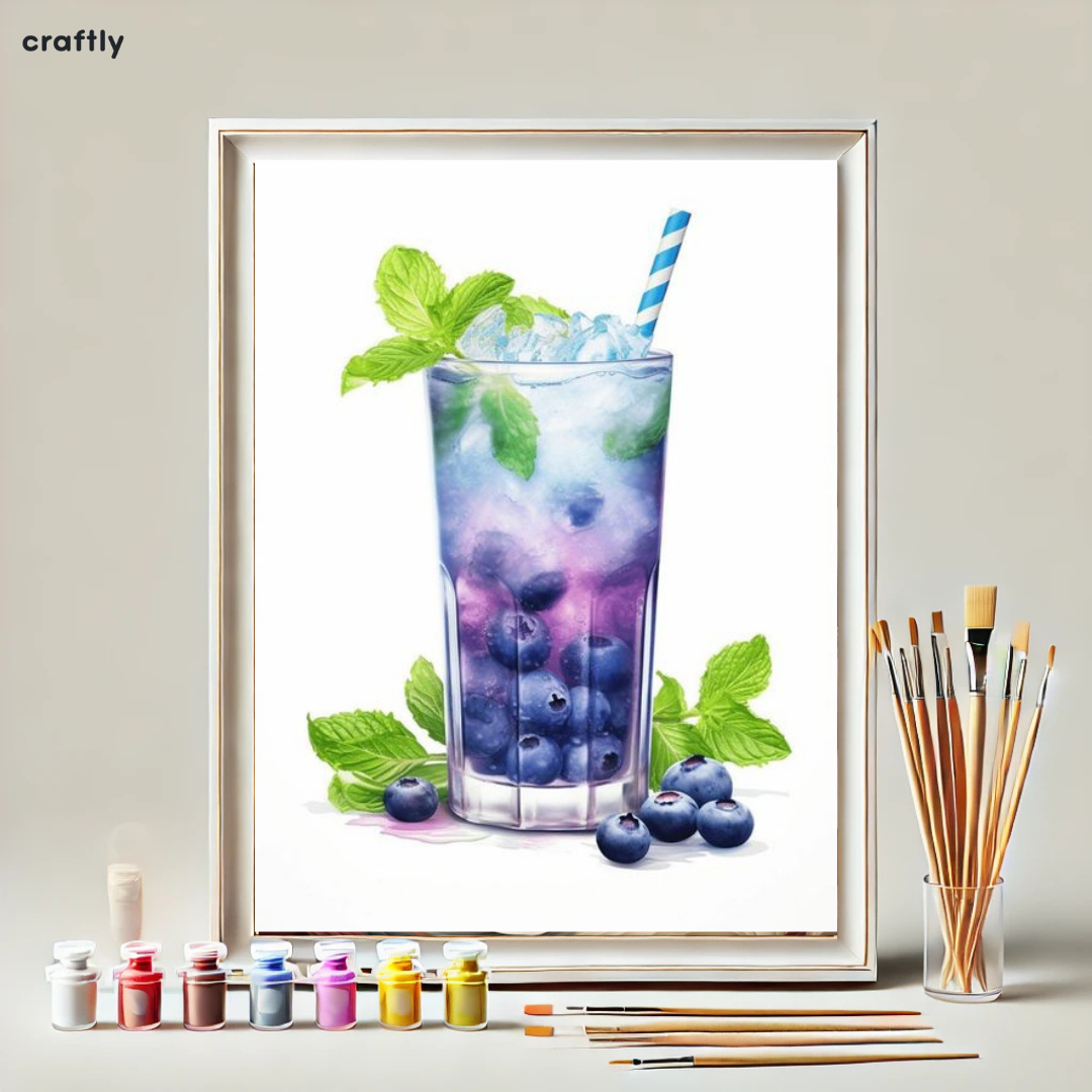 צביעה לפי מספרים - קוקטייל אוכמניות ומנטה