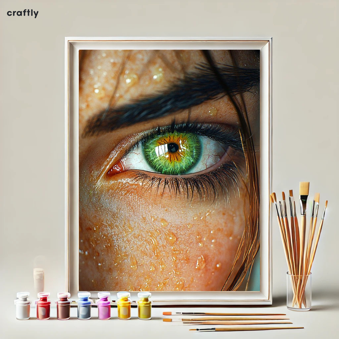 צביעה לפי מספרים - ציור עין ירוקה מקרוב