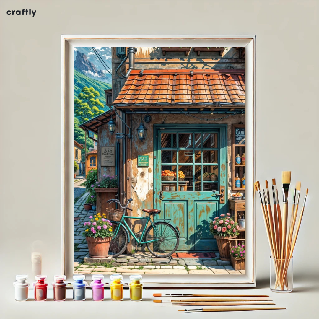 צביעה לפי מספרים - ציור חנות כפרית