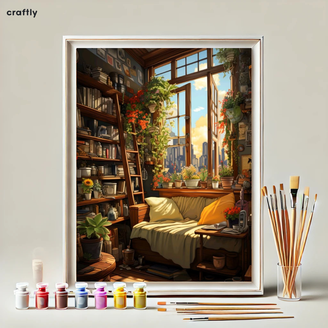 צביעה לפי מספרים - פינת קריאה ירוקה בלב העיר