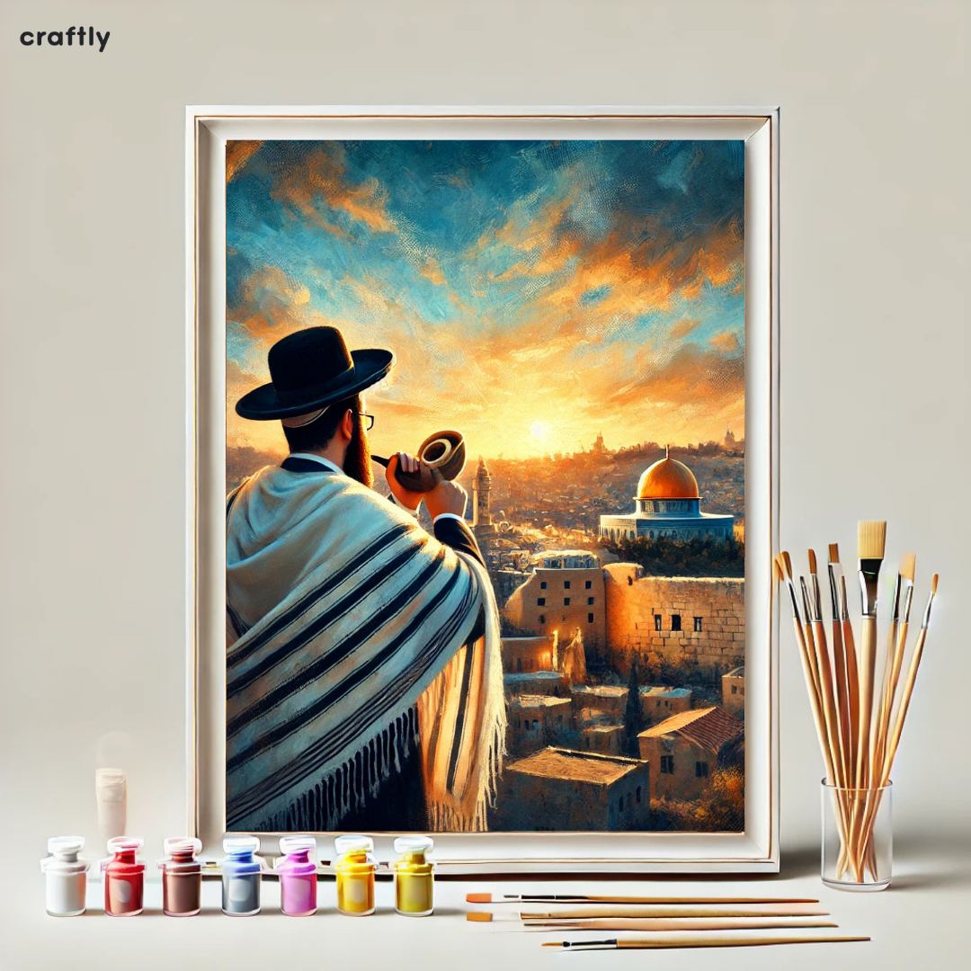 צביעה לפי מספרים - ציור תקיעת שופר בירושלים
