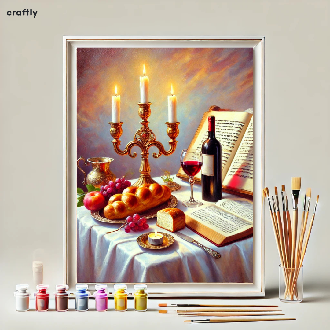 צביעה לפי מספרים - שולחן שבת עשיר