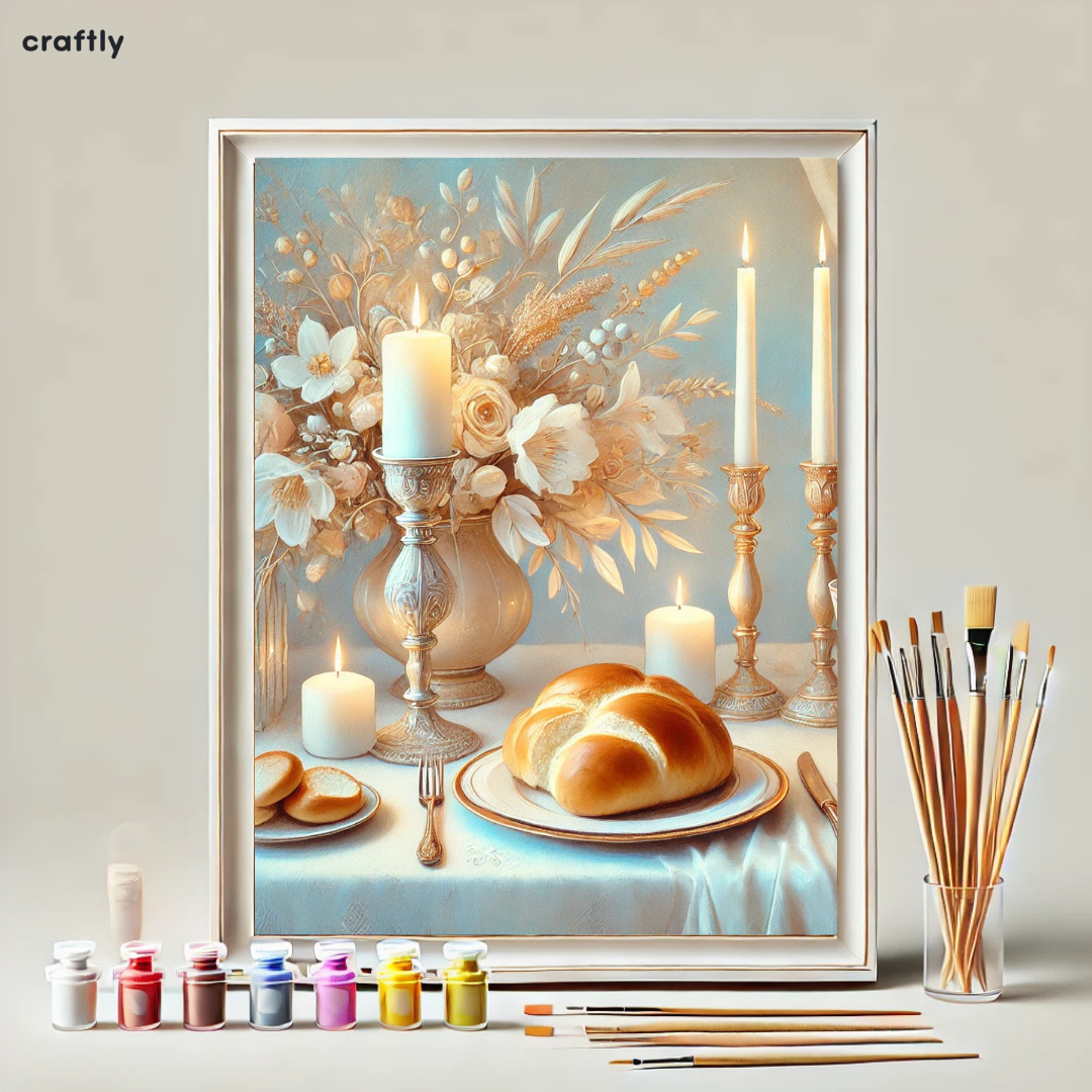 צביעה לפי מספרים - ציור שולחן שבת קסום