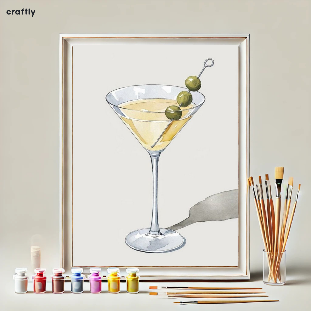 צביעה לפי מספרים - ציור קוקטייל מרטיני קלאסי
